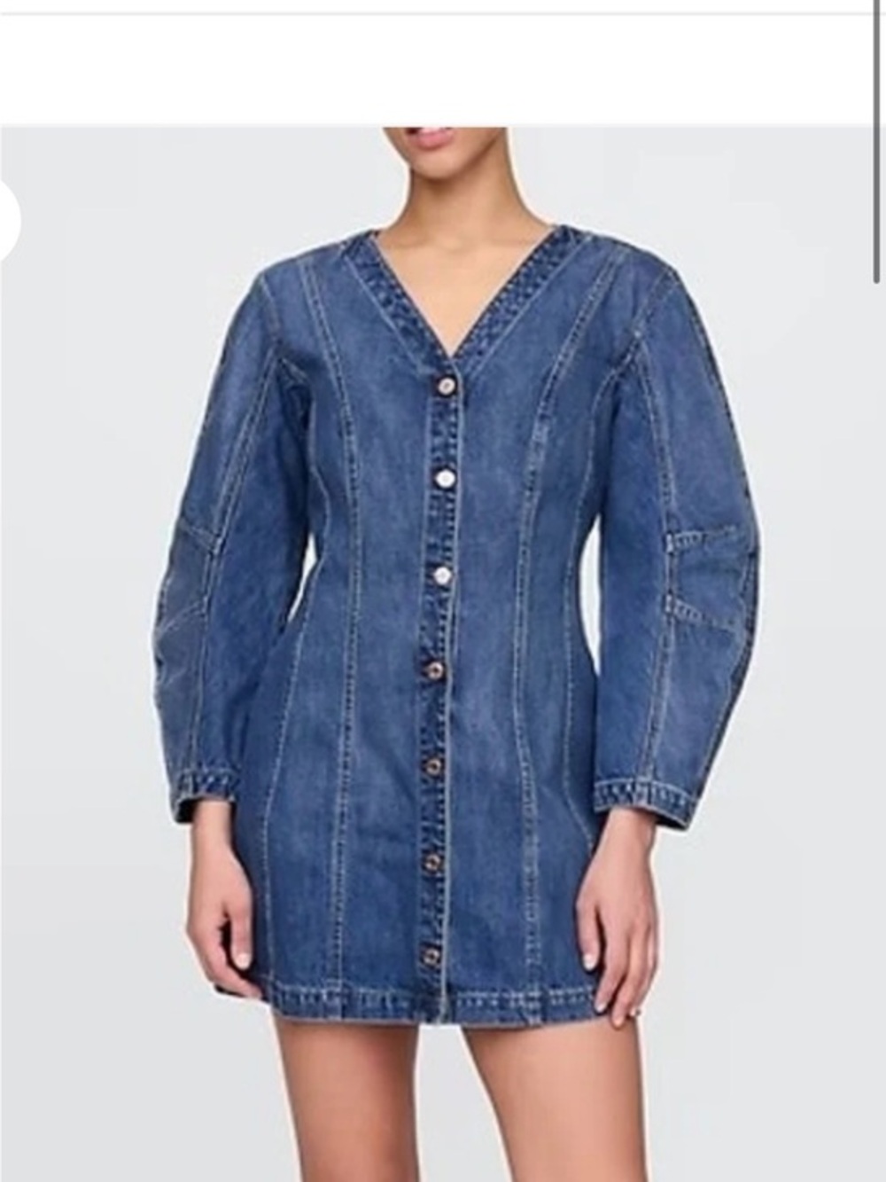 GAP Barrel Horseshoe Long Sleeve Denim Mini Dress Blue Medium NWT